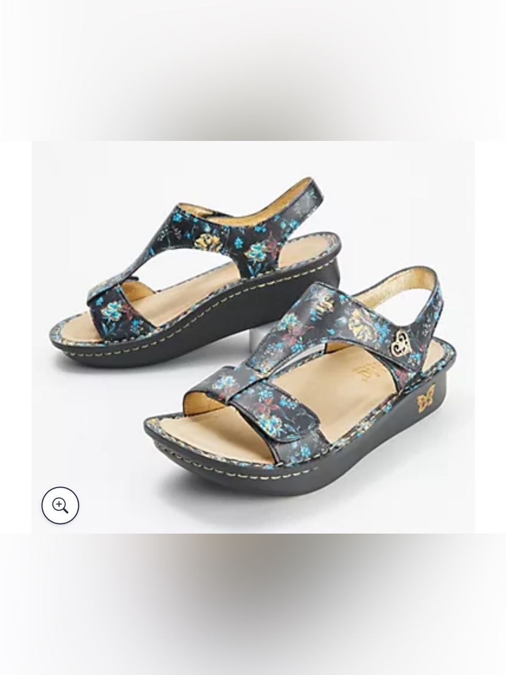 Alegria Kerri Leather Floral Sandals Adjustable Straps